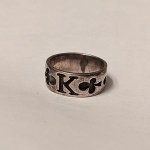 size 5 sterling silver K monogram ring